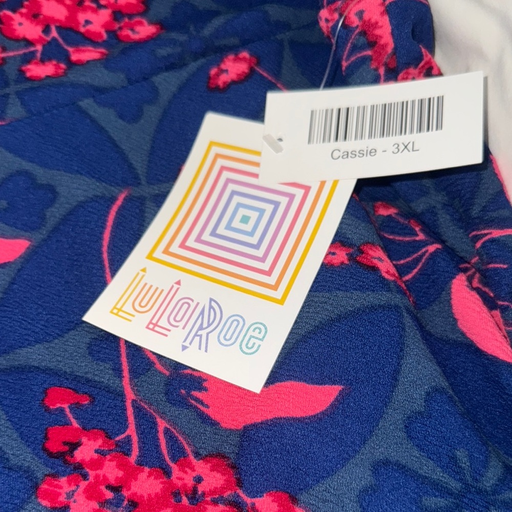 LuLaRoe NWT Floral Blue and Pink Women's Midi Skirt - Picture 2 of 6